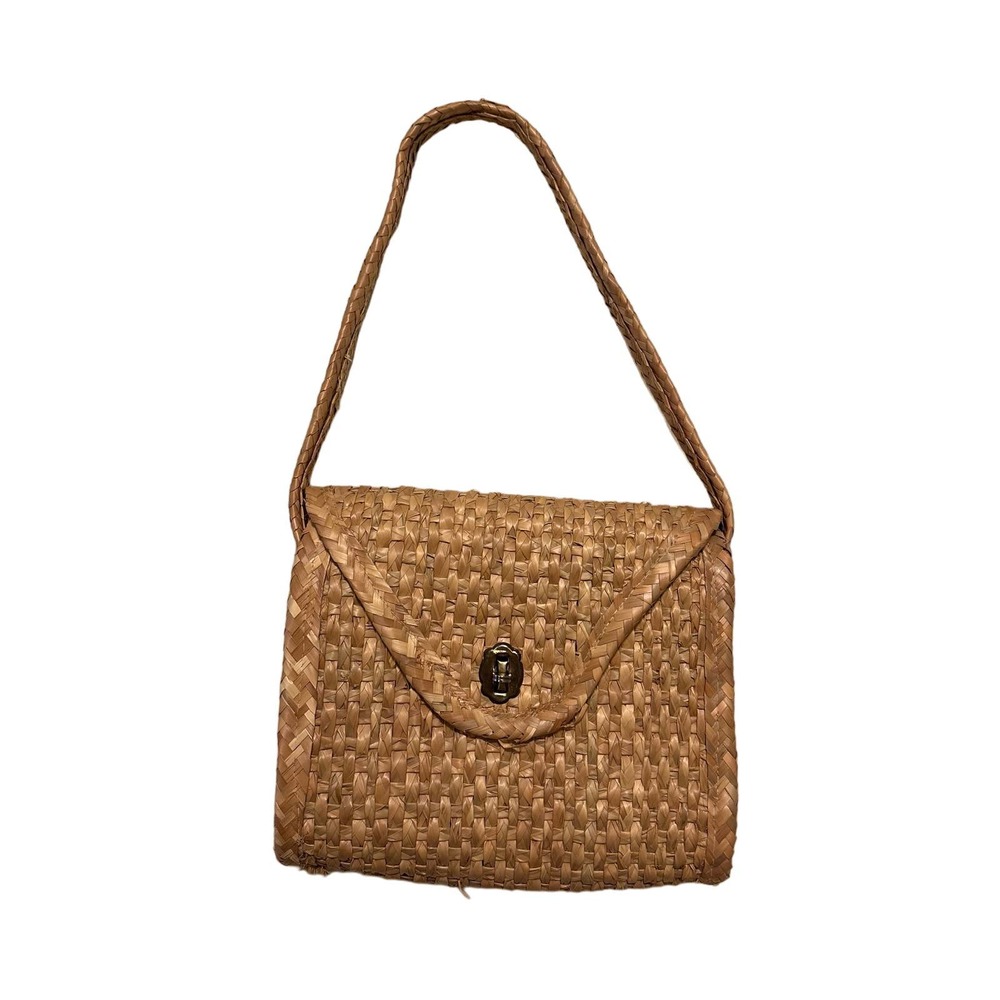 Woven Rattan Envelope Shoulder Bag